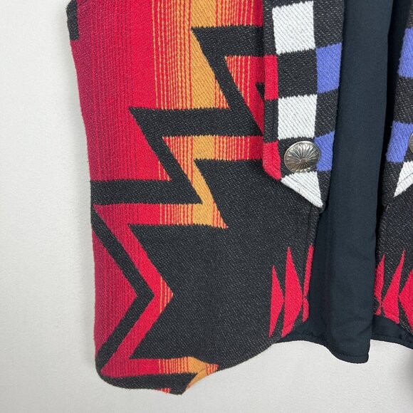 Lone Wolf Vest Womens Small Multicolor‎ Southwestern Aztec Open 100% Cotton S - Picture 5 of 9